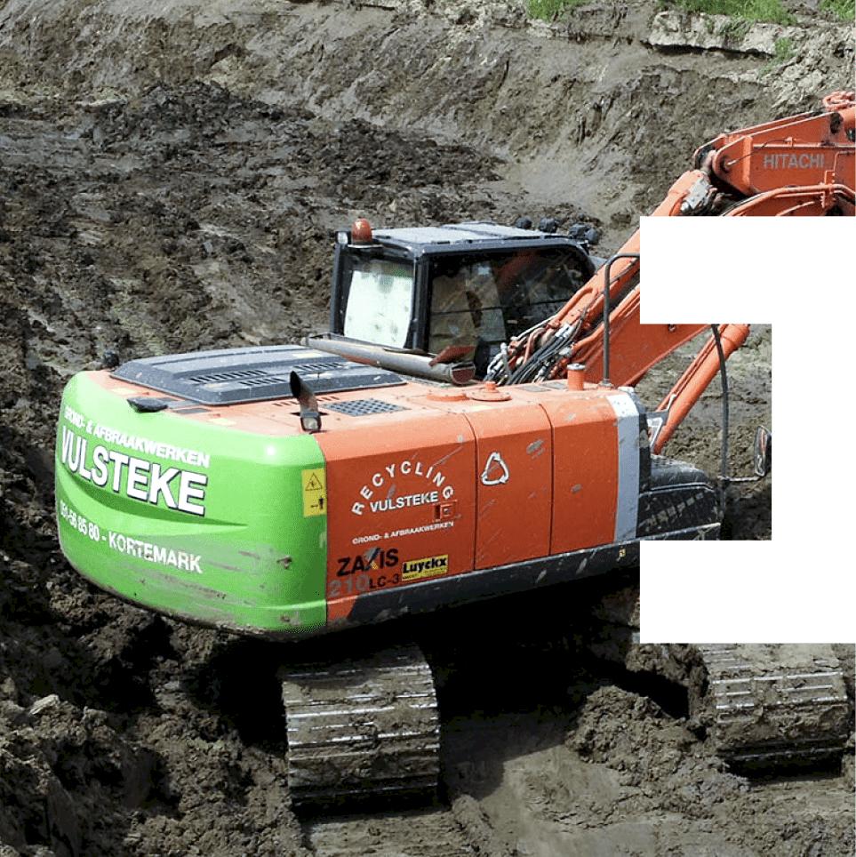 Vulsteke machine die afbraakwerken aan het uitvoeren is
